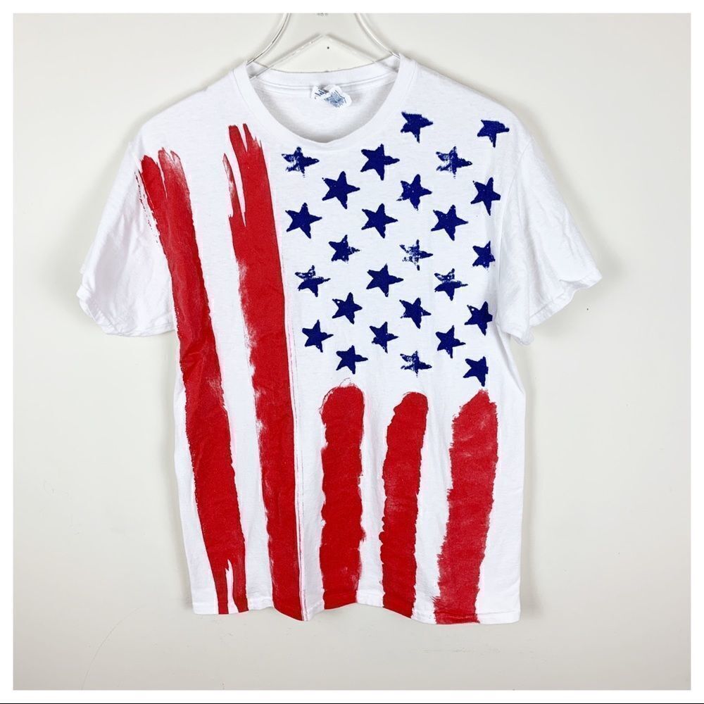 Delta Pro Weight Cotton Patriotic Flag Tee Sz M